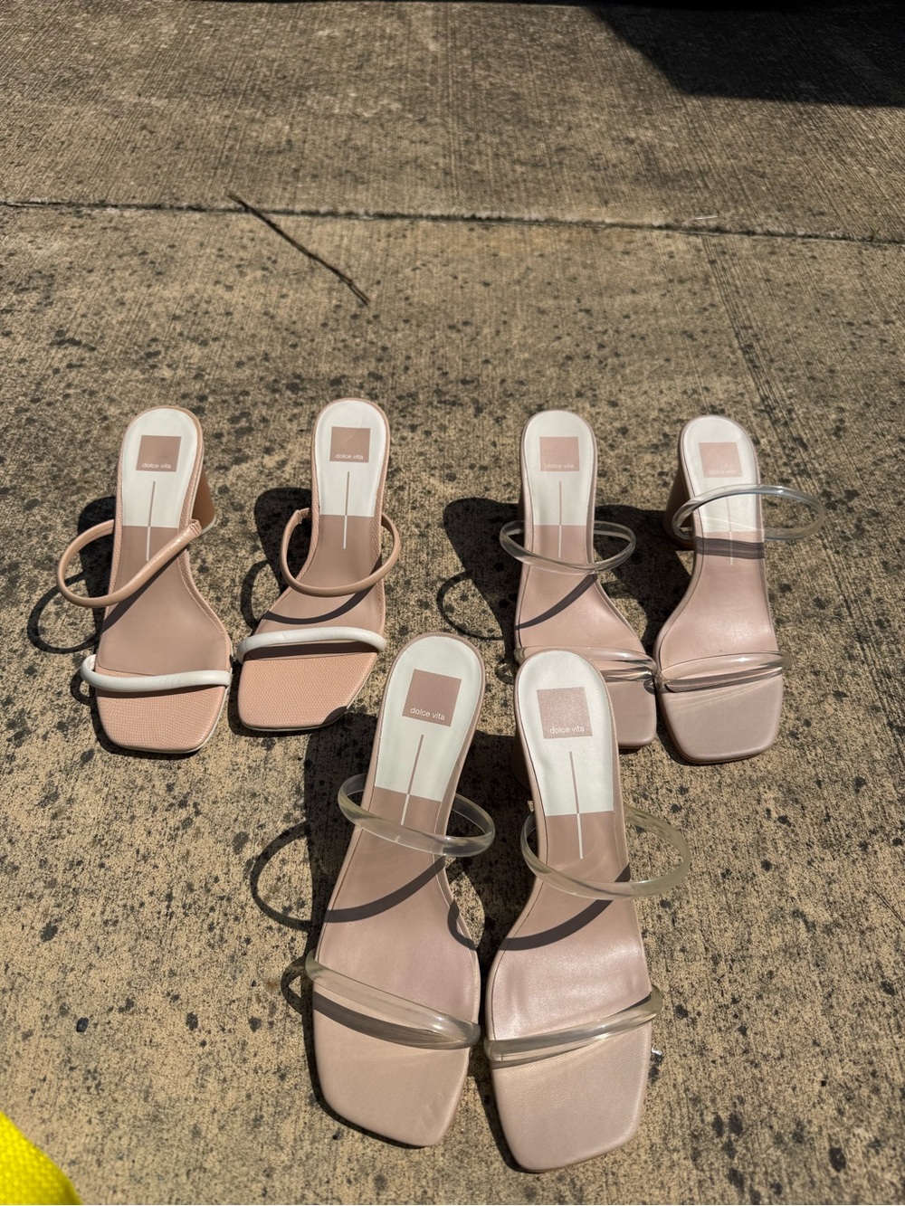 Women’s Nude Strappy Square-Toe Slide Heels